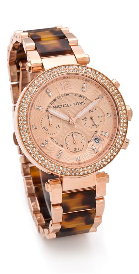 michael kors rose gold parker chronograph glitz watch|michael kors rose gold parker.